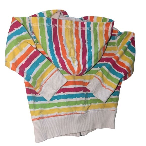 Peanut & Ollie Rainbow‎ Striped Silver Sparkly Butterfly Zip Up Sweatshirt - Picture 2 of 5